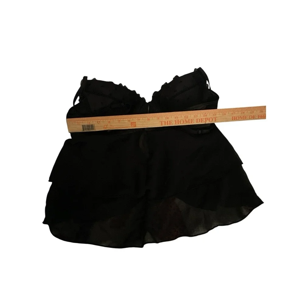 Delicates Lg Black Underwire‎ Adjustable Straps Bows Rhinestones